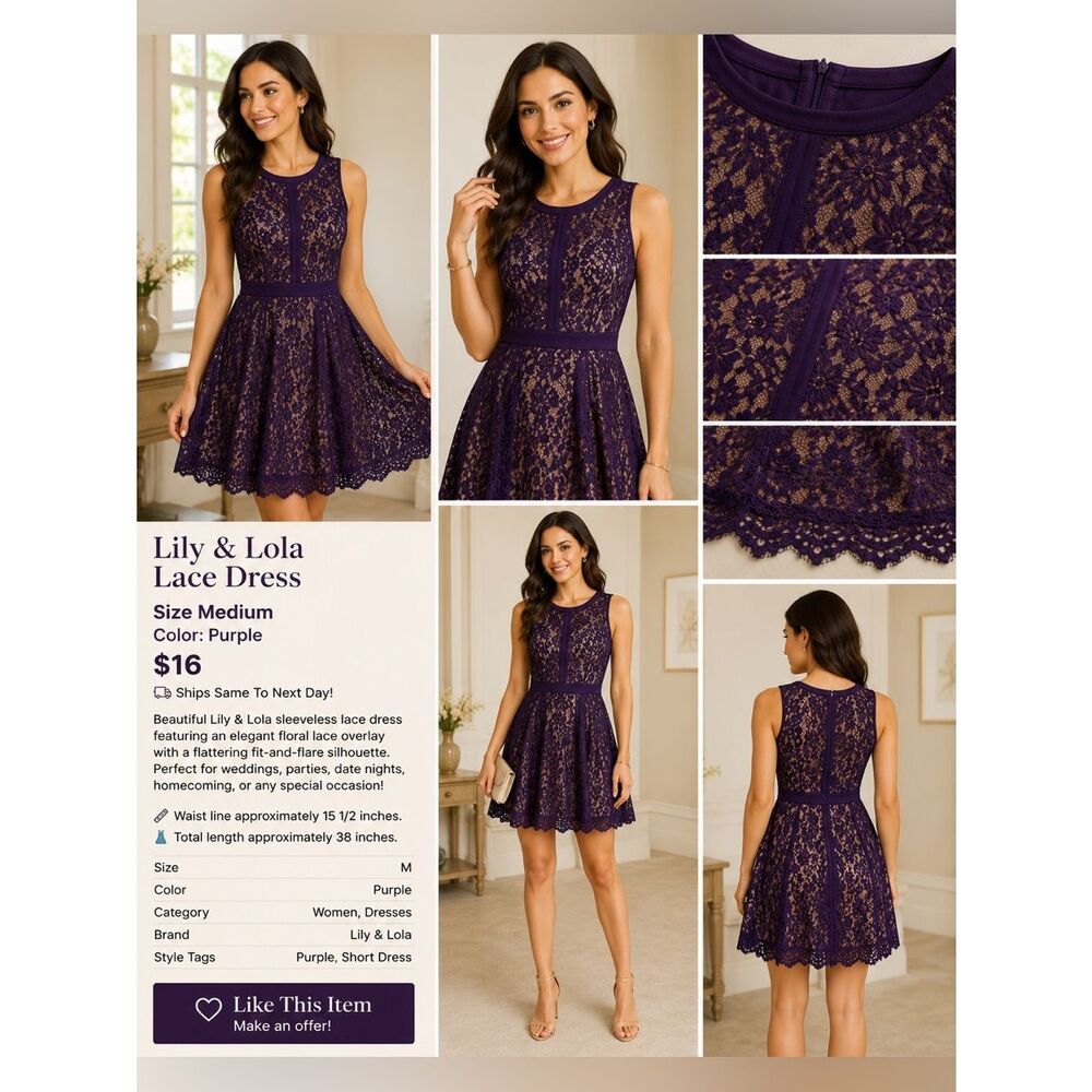 Lily & Lola purple dress size medium